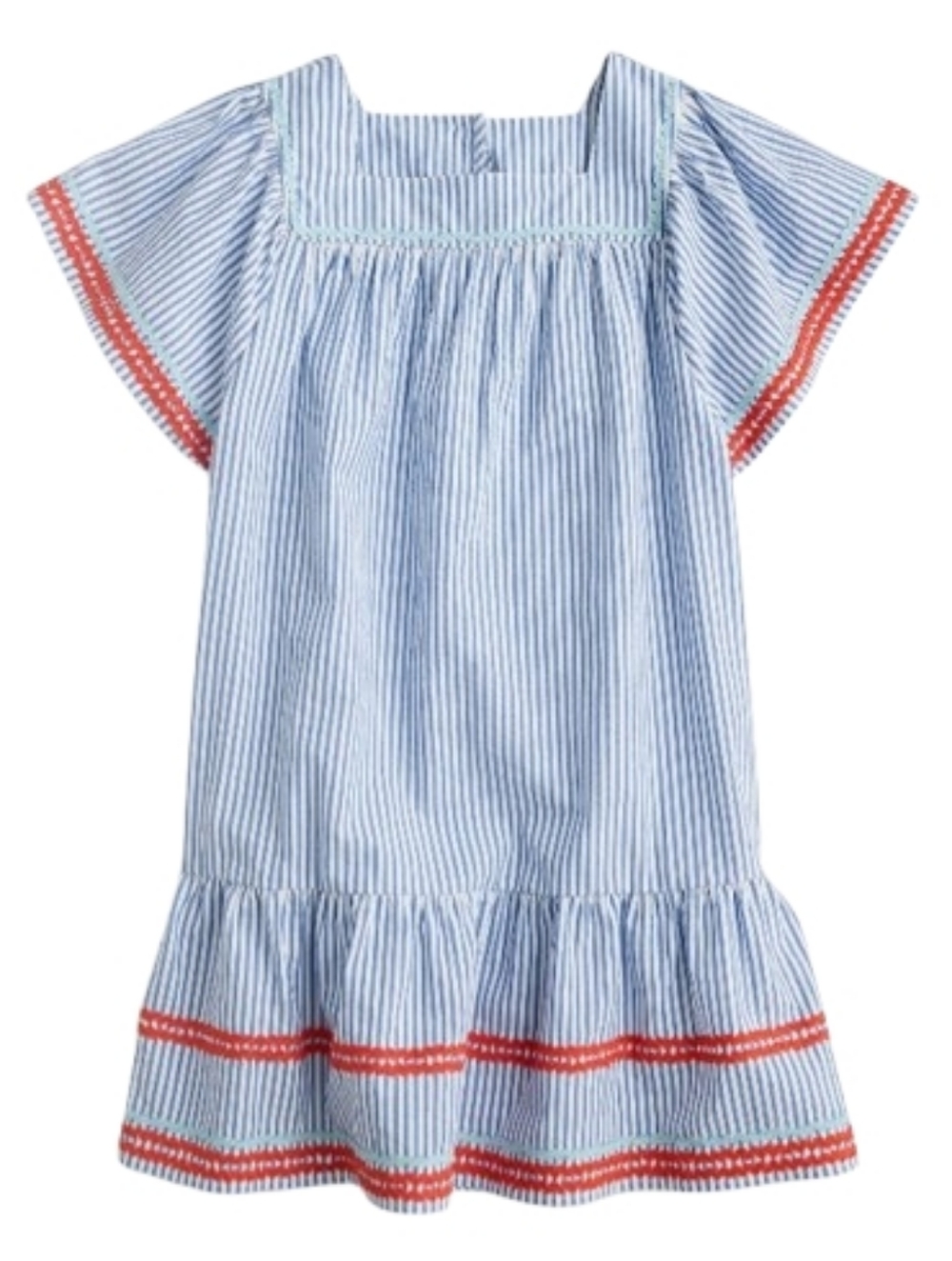 J. Crew Crewcuts Striped Seersucker Flutter Sleeve Dress Size 14 Girls NEW NWT